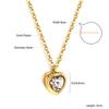 New1 PCS Stainless Steel White Heart Crystal Pendant Necklace 40+5cm Gold Necklace Women Luxury Jewelry O Chain Birthday Gift