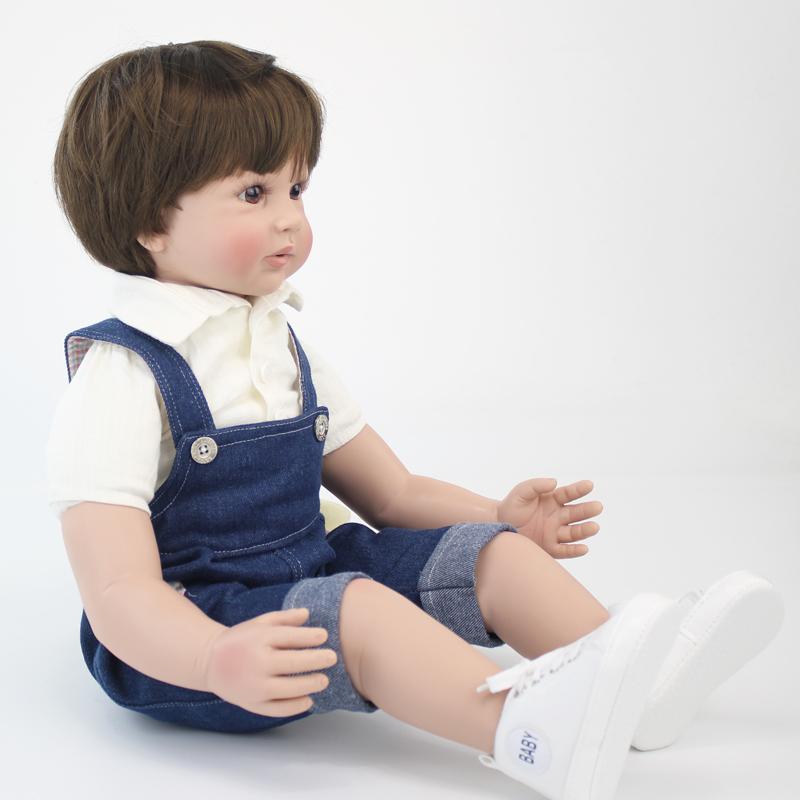 BZDOLL 60cm Reborn Toddler Boy Doll Silicone Vinyl Limbs 24inch Cute Baby Doll Cloth Body Birthday Gift Girls Play House Boneca