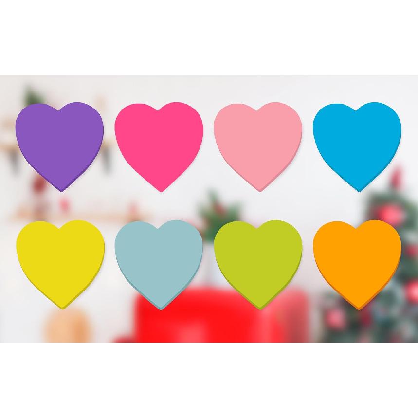 Heart Sticky Notes 3x3 In, 8 Pads, Super Cute Bright Color Strong Adhesive Post, Clean Removal, 82 Sheets/pad