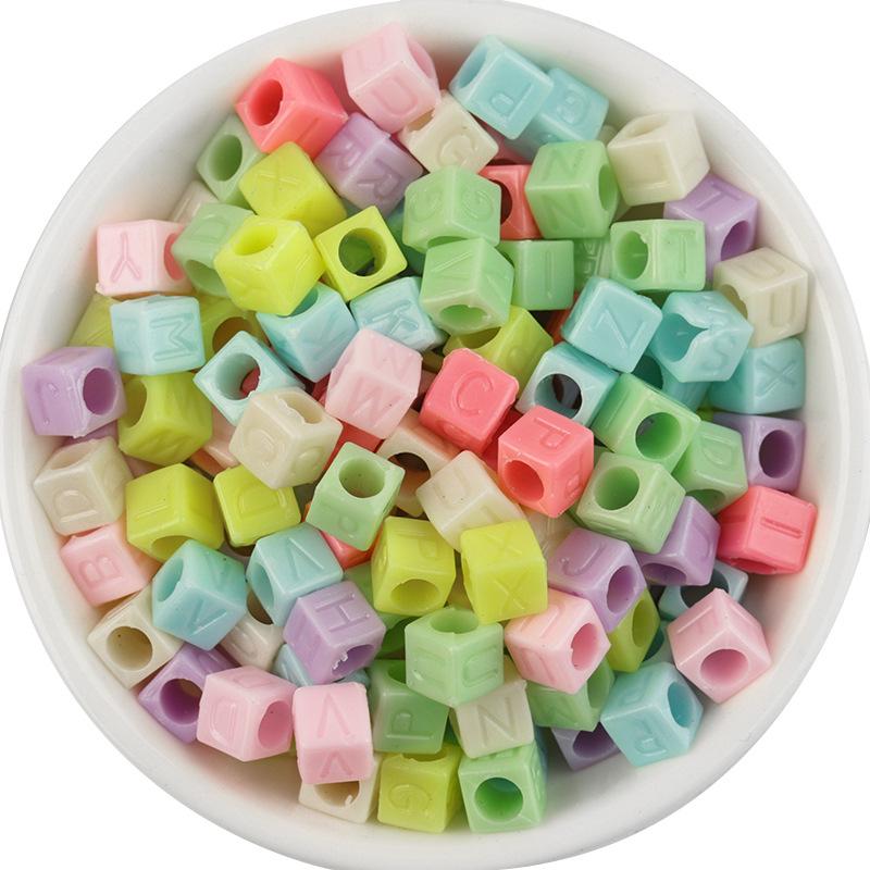 Colorful Acrylic Square Letter Beads - Large Hole English Alphabet Beads for DIY Projects