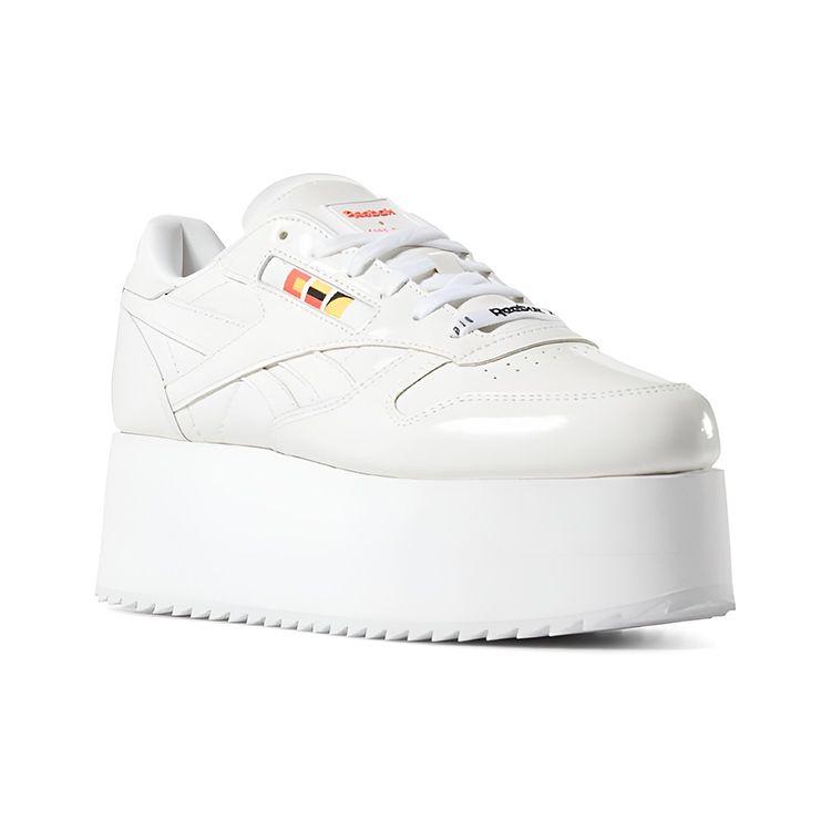 Reebok Zapatillas Deportivas Blancas Neón Rojo Negro para Mujer X Gigi Hadid Plataforma Triple de Cuero Clásico DV4110