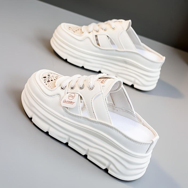 New Breathable Women's Shoes Summer Hollow Thick Sole Platform Casual Skateboard Sneakers