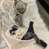 Set de lenjerie de corp cu broderie din dantelă franțuzească pentru femei Set sutien push up ultrasubțire și respirabil Lenjerie de lux Sutien și tanga romantice