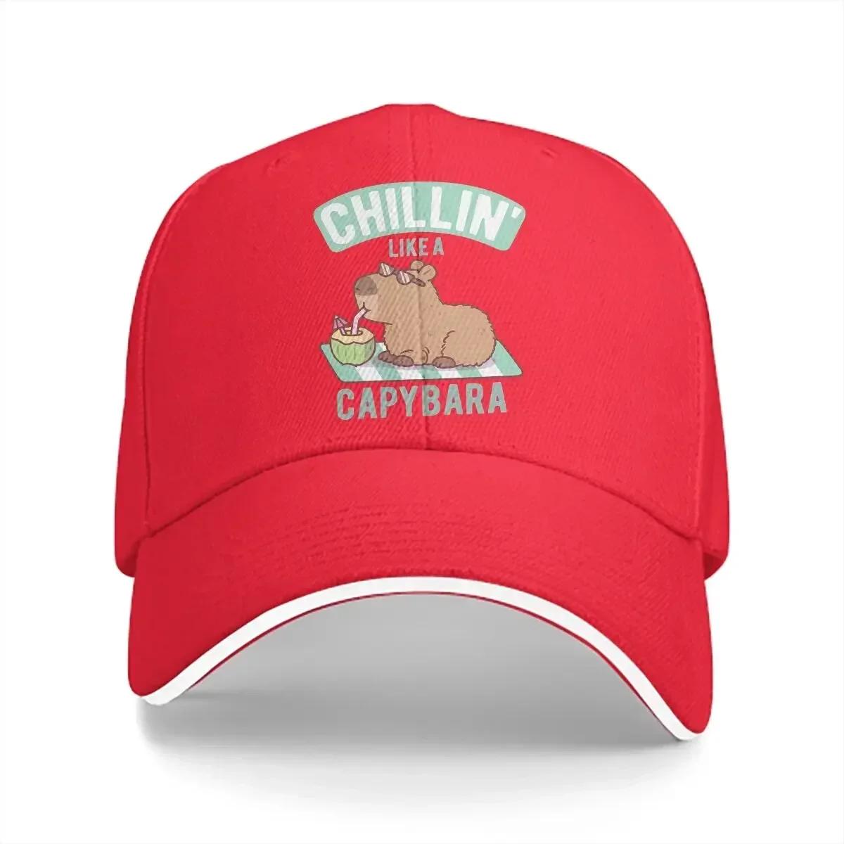 Pure Color Dad Hats Chillin Like A Capybara Unisexs Hat Sun Visor Baseball Caps Capybara Animal Peaked Cap One Size