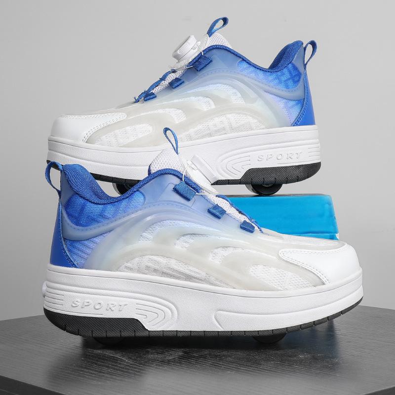 Four-wheel deformed runaway shoes children's automatic pulley shoes boys and girls invisible skates adult walking wheels shoes