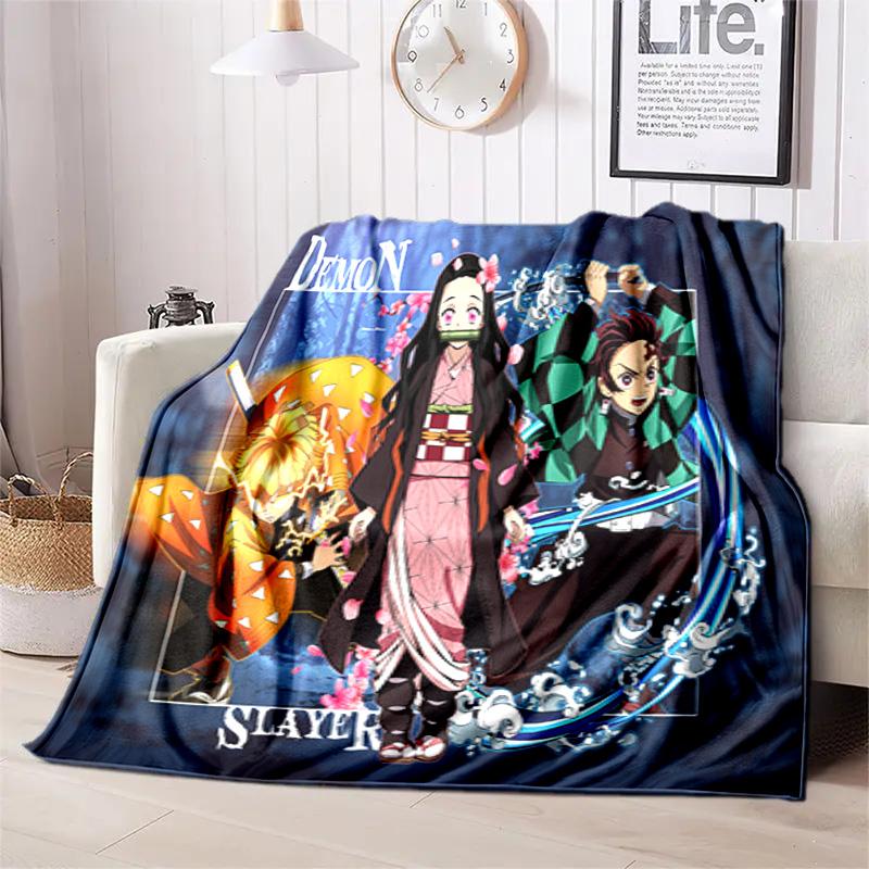 Japanese manga artist Koyoharu Gotouge's Demon Slayer blanket Soft and portable four season home bed, office travel, lunch break, warm blanket K24