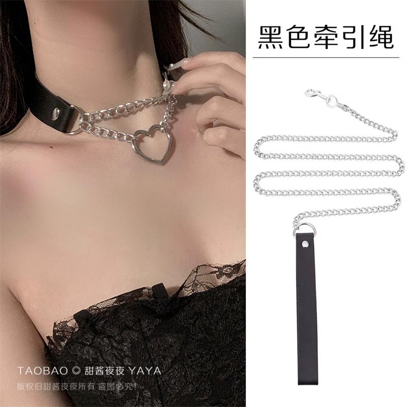 Black Heart Cord Choker, Minimal Elegant Clavicle Necklace Neck Collar for Women