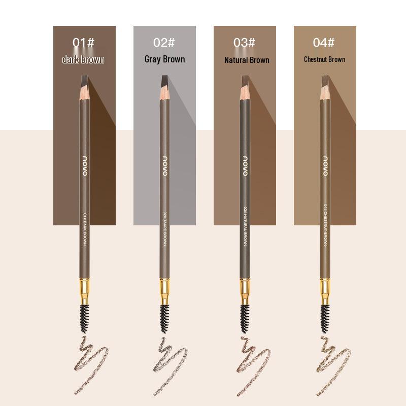 NOVO Natural Sculpting Eyebrow Pencil: Easy Color, 3D Mist, Double-Ended for Root-by-Root Precision.