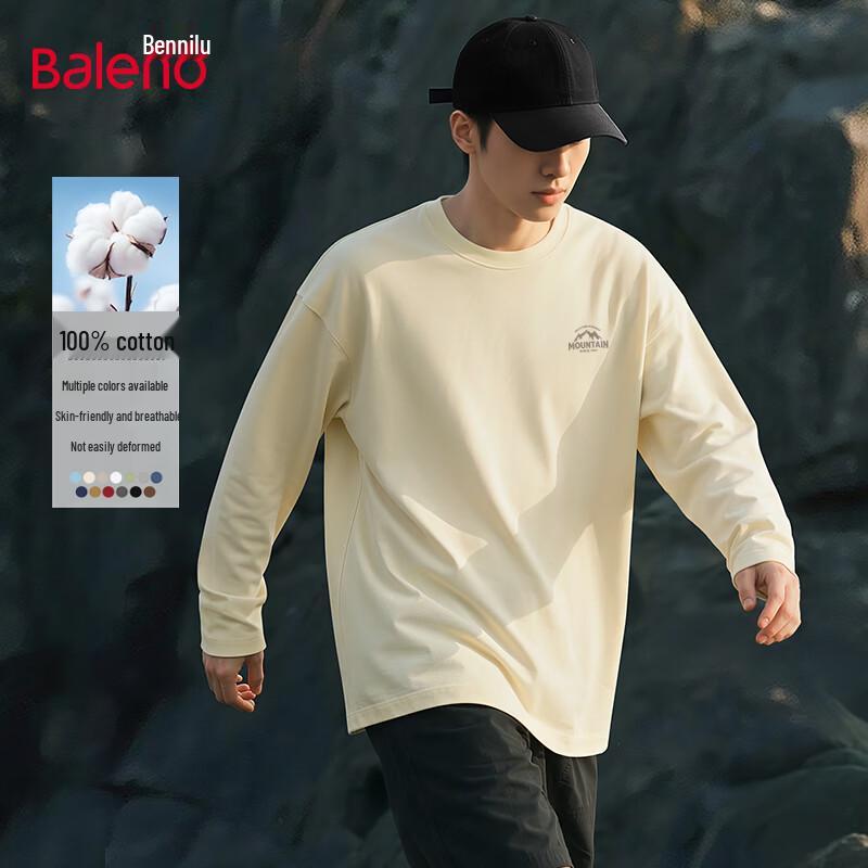 Baleno Men's Heavyweight Pure Cotton Long Sleeve T-shirt