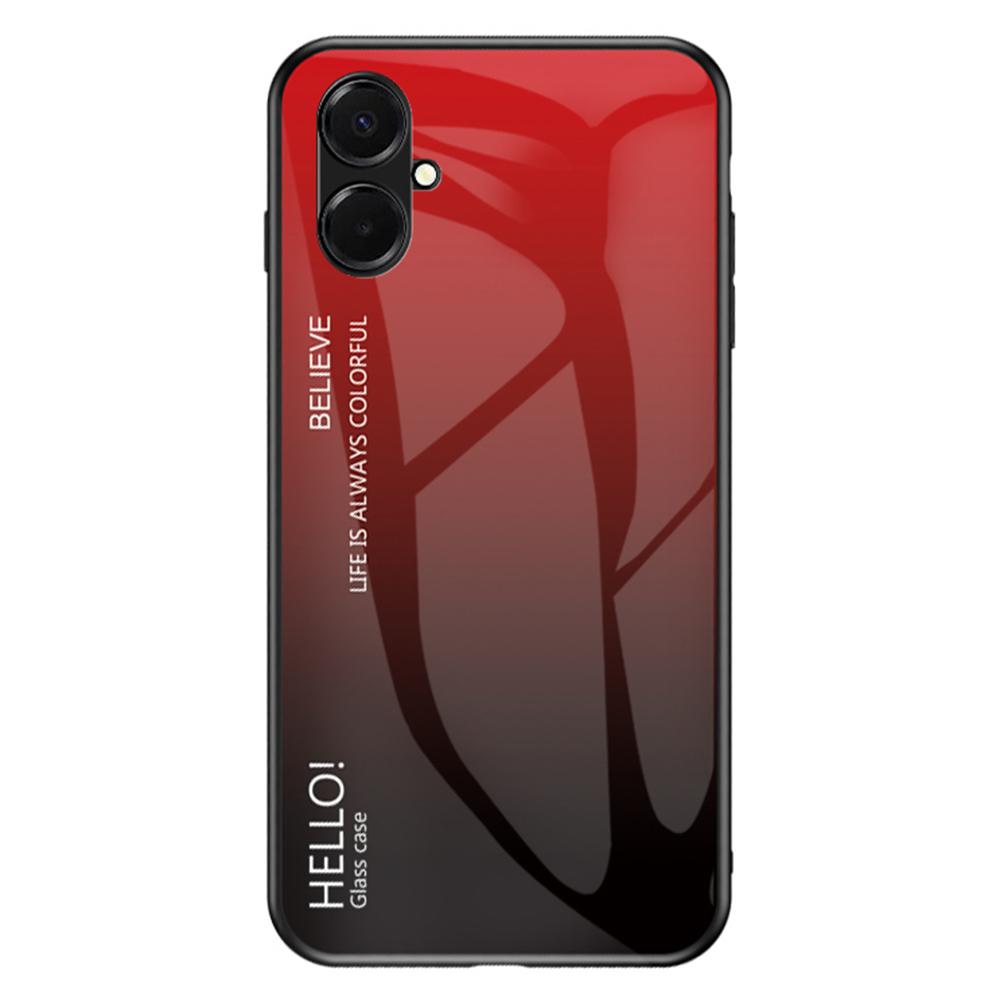 

For Samsung Galaxy A07 4G Case Anti-Scratch Tempered Glass+PC+TPU Phone Cover Gradient Red Black