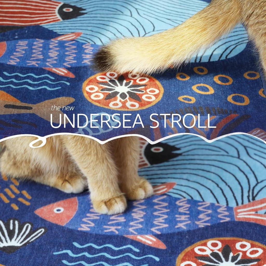 Ocean Adventure Round Rug Blue Base with Turtle Fish Starfish for Kids Playroom