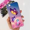 Für iPhone 5 5s Handyhülle iPhone SE 2016 Rückseite Weiches TPU Transparenter Silikon-Stoßfänger Blume Schmetterling Auf Apple iPhone5 5 s