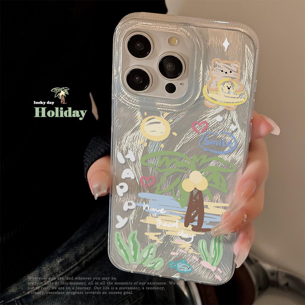 Creative Summer Beach Coconut Tree Phone Case for iPhone 17 and iPhone 17 Pro Max