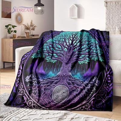 Celtic Style Tree of Life Blanket Tree of Life Wiccan Flannel Blanket Soft Warm Blanket Couch Bed Chair Decor Camping Gifts