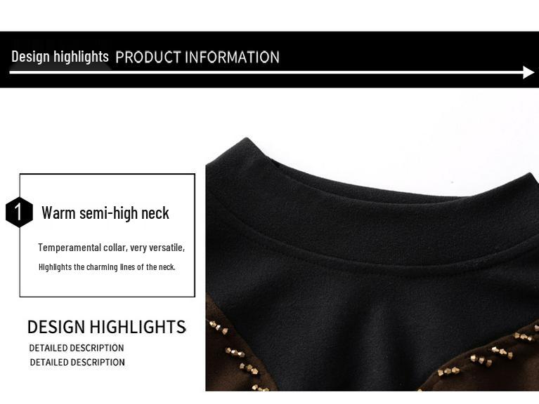 2024 Winter Korean Style Slim Fit Color Block Thick Double-Sided Cashmere Turtleneck Base Layer