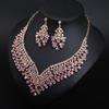 2026 European and American Bridal Banquet Crystal Collarbone Necklace Earring Set Women's Dress Jewelry Manufacturer