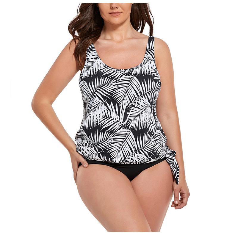 Plus Size European & American Print Backless Swimsuit for Women