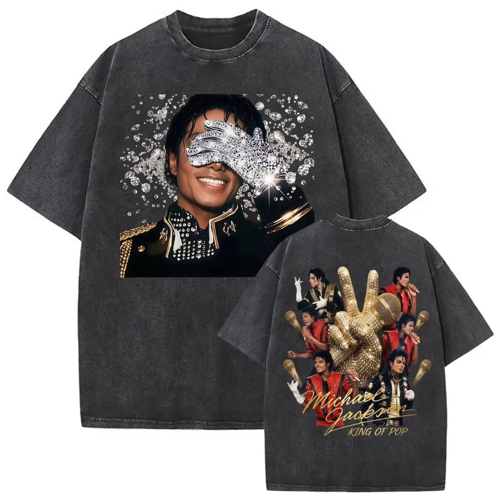Майкл Джексон Король Поп-музыки MJ Футболки для фанатов Мужские Женские Классическая Хип-Хоп Поп-музыка Футболка Мужская Винтажная Стиранная Футболка с Коротким Рукавом S разноцветный