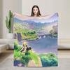 Anime game Genshin Impact Blankets Camping Flannel Bedding Throws For Bedroom Warm Soft Design Quality Bedspread Gift Idea