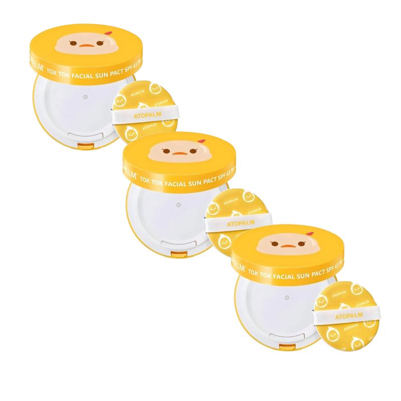 ATOPALM Tok Tok Facial Sun Pact SPF43 PA+++ 15g – Mineral UV Protection Sun Pact with Zinc Oxide Portable Cushion Sunscreen