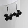 Unique Personality 5 Beads Black Agate Ball Flower Earrings Earrings Fashion Temperament Design Earrings Earrings