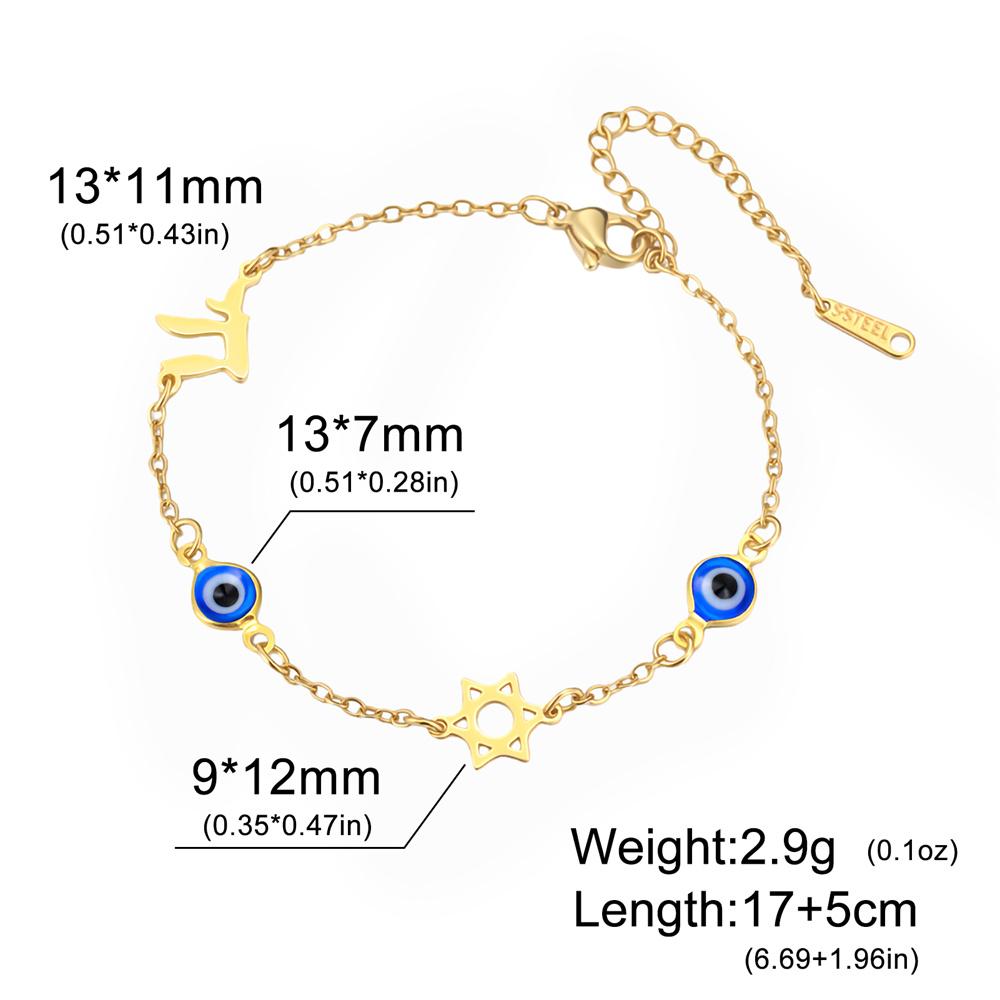 Chai Star of David Charms Bracelets Blue Turkish Evil Eyes Hexagram Stainless Steel Pendants Hand Chain Amulet Je Jewelry