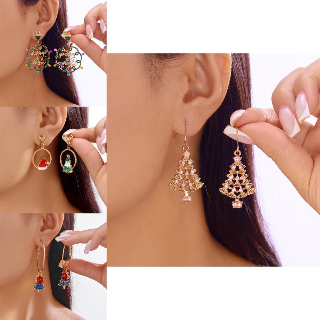 Christmas Bell Earrings With Glittering Alloy For Women And Men Holiday Party Jewelry