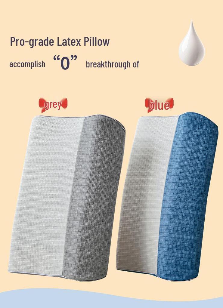 Thai Natural Latex Neck Support Pillow with Removable Washable Cover - Home & Gift Use