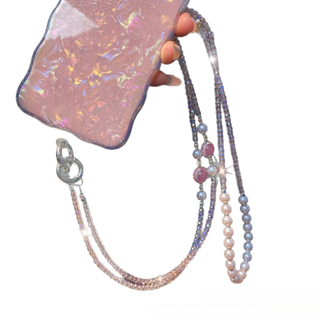 Crossbody Handykette Strass Zirkon Perlen Lange Hängekette Crossbody Tasche Handyhülle Lanyard Ins Kristall