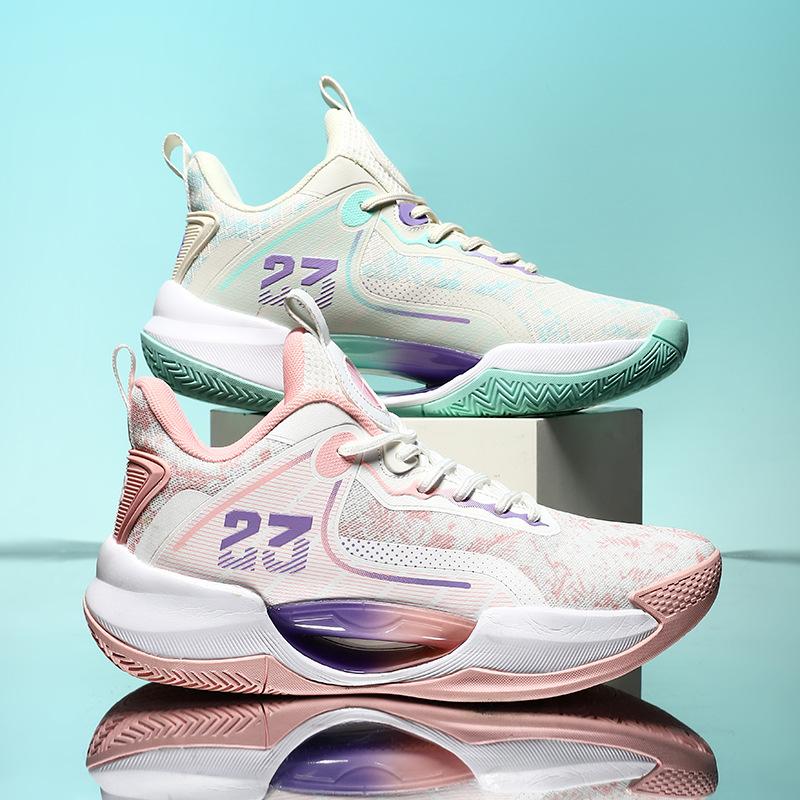 Mandarin Duck Color Scheme Youth Low-top Actual Basketball Shoes Men and Women Versatile Shock Absorption Non-slip Couple Casual Sports Shoes Tide