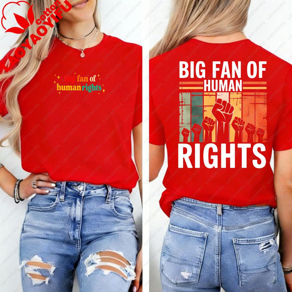 HuUnisex Rights Activist Cotton TShirt Equality Protest Retro Graphic Tee Y2k Top Harajuku Unisex Clothing Graphic T Shirts Tops