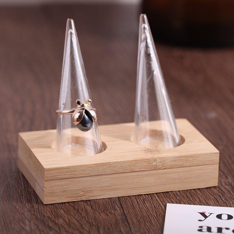Bamboo  Wood Jewelry Rack: Pointed Finger Ring Holder  Display Stand
