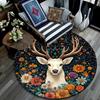 Deer Floral Round Area Rug,Carpet Rug for Living Room Bedroom Sofa Playroom Decor,Non-slip Floor Mat