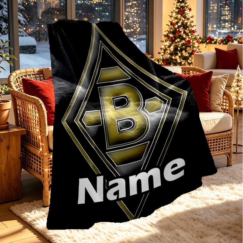 Custom Name Personalized Borussia Monchengladbach Print Blanket, Home Decor, Bedroom, Sofa, Camping, Couch, Gifts for Birthday Christmas