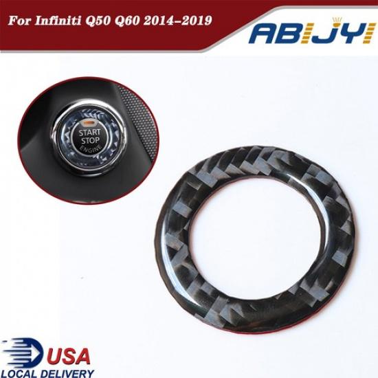 Carbon Fiber Interior Ignition Button Frame Cover Trim For Infiniti Q50 Q60