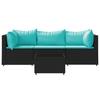 VidaXL Garden Lounge Set 4 Pcs with Cushions Black Wicker 319799