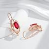 Glänzende Rote Natürliche Zirkon Vintage Hängeohrringe Für Damen Mode Roségoldfarben Hohe Qualität Täglicher Feinschmuck