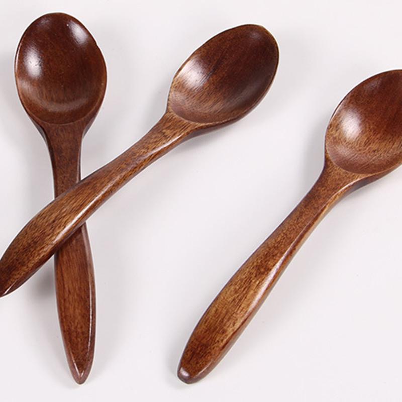 1pcs Wooden Spoon Household Small Soup Spoon Honey Coffee Spoon Stirring Spoon 14cm Household Tableware 14cm