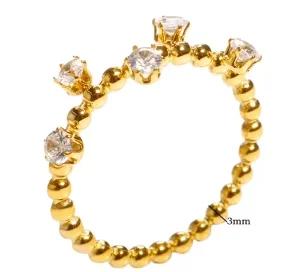 Glänzende Kristall High-End Anlaufgeschützte Mode Geometrische Offene Vergoldete Edelstahlringe für Damen Ehering Schmuck Geschenke