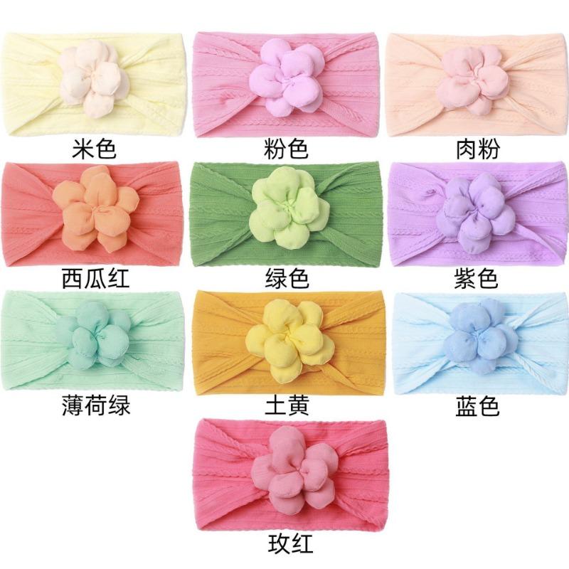 

New twist children s headband, baby soft nylon lift flower seamless wide headscarf, baby headband