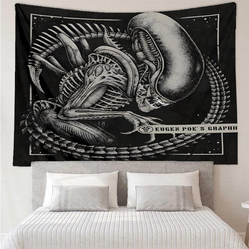 Alien Horror Artwork Tapestry Hanging for Bedroom,Livingroom, Playroom,Decor Art Room Wall Tapestry Holiday and Birthday Gifts