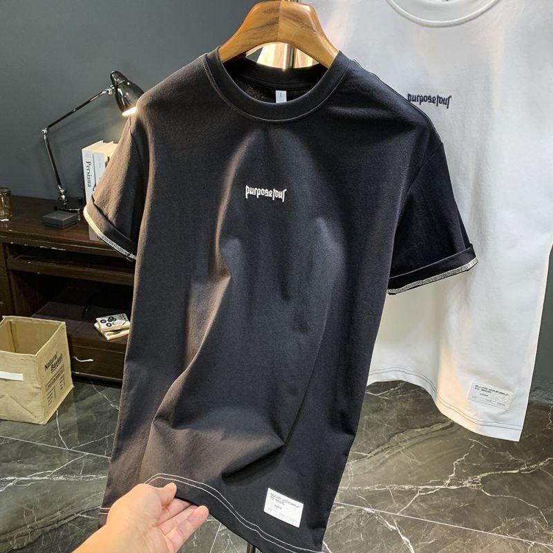 Pánské letní tričko Módní Letní Potisk Výšivka Krátký rukáv Pánské Spuštěné rameno Ležérní Pulovr s kulatým výstřihem