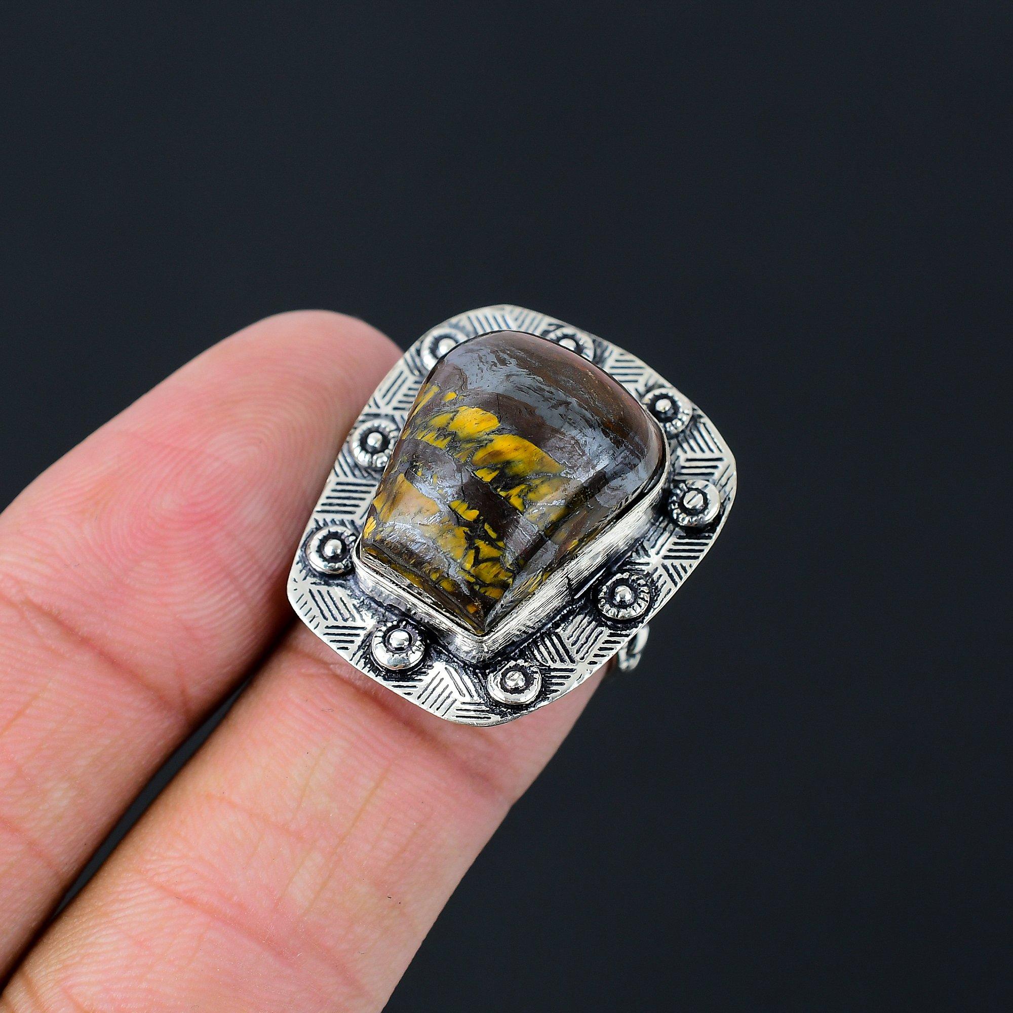 

Halloween Sale Iron Iron Tiger Eye Stone Boho Ring Size 6.5 925 Sterling Silver 6.5