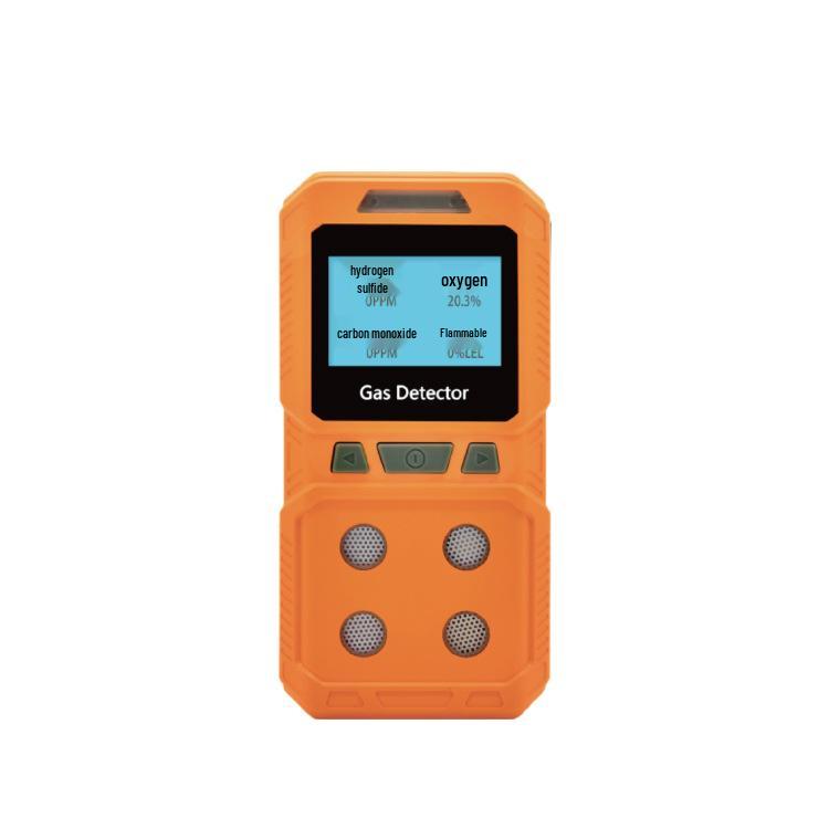 Portable 4-in-1 Gas Detector: Combustible, Oxygen, Hydrogen Sulfide & Carbon Monoxide.