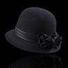 Vintage Silky Flower Hat Winter Warm Dome Hat Women Wool Cloche Hat Headwear