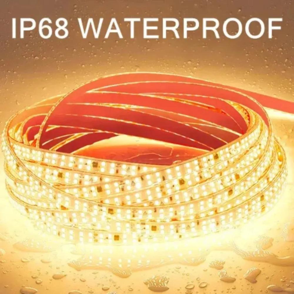 Double-row LED Strip 240LEDs/M 12MM Width SMD 2835 LED Strip IP68 Waterproof Warm/cool/White Light With EU Plug AC220V Flexible Cuttable Soft Lamp
