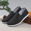 Old Beijing Men's Slip-On Black Cloth Shoes with Cow Tendon Soles