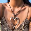 Sweet Cool Exaggerated Big Heart Necklace Metal Choker Velvet Collar Female