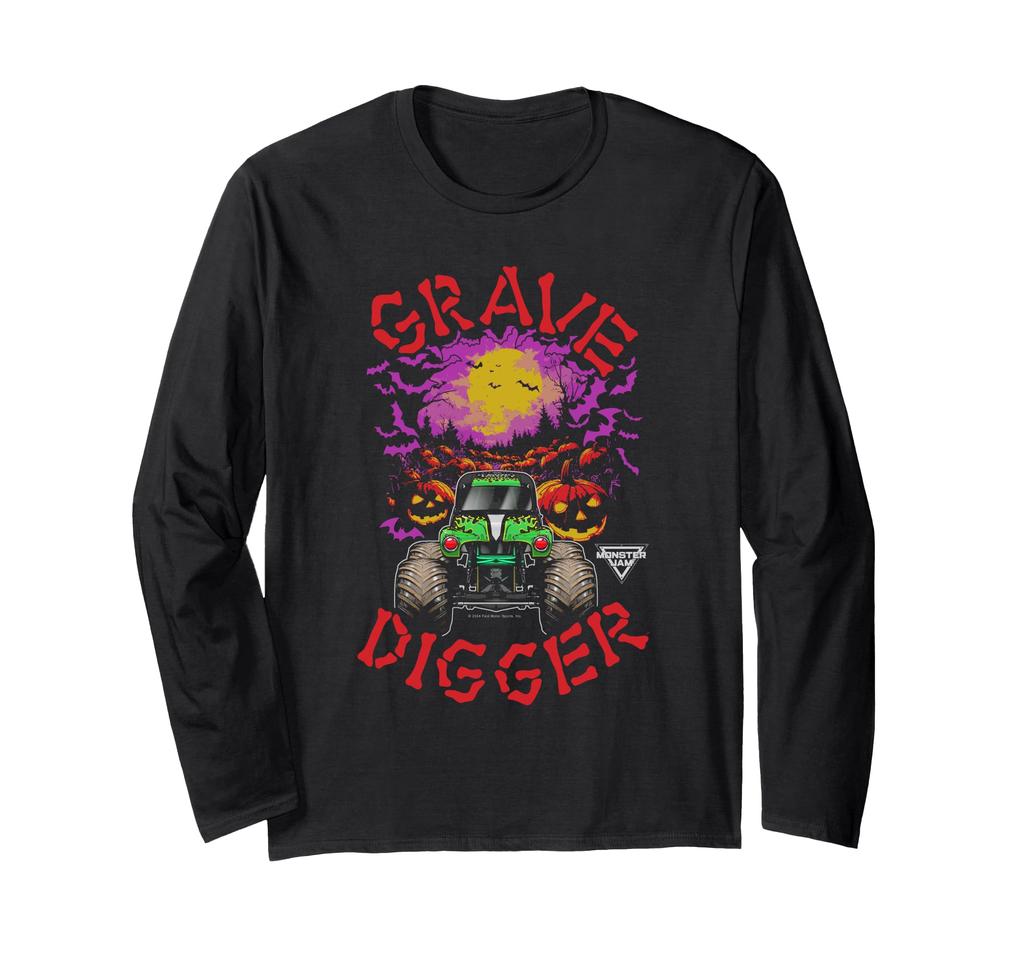 Ripple Junction X Monster Jam Trucks Grave Digger Halloween Long Sleeve T-Shirt