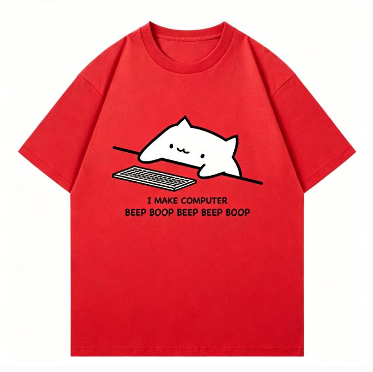 Summer Unisexs Pure Cotton ShortSleeved Shirt with Fun IT Cat Print Short Sleeve Lazy Tshirt Moisture Wicking Graphic T Shirts